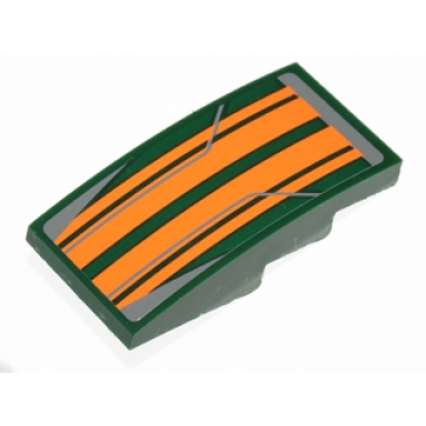 dark green slope curved 4 x 2 with orange stripes pattern sticker - set 75090