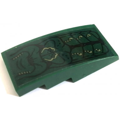 dark green slope curved 4 x 2 with scales and skin with black contour lines pattern sticker - set 76185