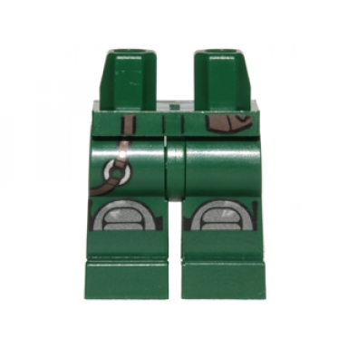 dark green hips and legs with silver knee pads and brown belt with ring pattern