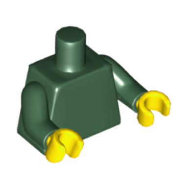 dark green torso plain dark green arms yellow hands