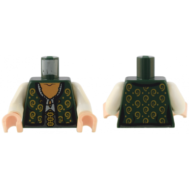 dark green torso potc female vest with gold spirals over white lace blouse pattern white arms light nougat hands
