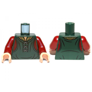 dark green torso lotr shirt with laces and gold collar pattern king theoden dark red arms light nougat hands