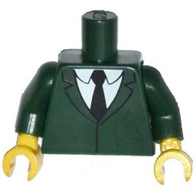 dark green torso simpsons jacket white shirt and black tie pattern dark green arms yellow hands