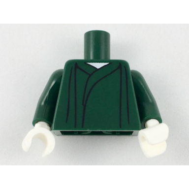 dark green torso robe with gathers white neck pattern dark green arms white hands