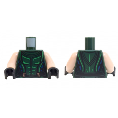 dark green torso female outline vest with black and bright green lines blue trim belt with buckles pattern light nougat arms black hands