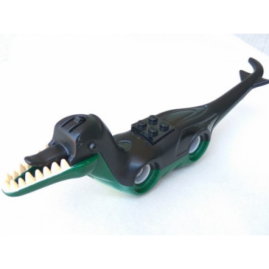 dark green dinosaur body pteranodon raptor with black top and complementary bottom pattern