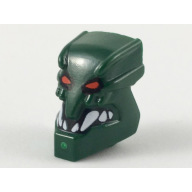dark green minifigure head modified bionicle piraka zaktan with eyes and teeth pattern