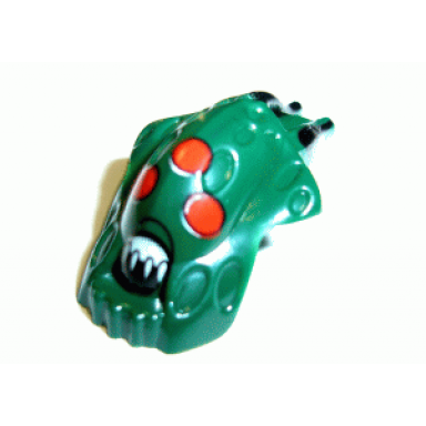dark green minifigure head modified bionicle barraki kalmah with red eyes pattern