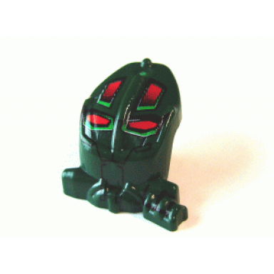 dark green minifigure head modified bionicle toa mahri kongu matoro with red eyes pattern kongu
