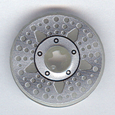 glow in dark trans technic disk 3 x 3 with disk brake silver hub 5-bolt star with holes-in-line pattern sticker - set 8646