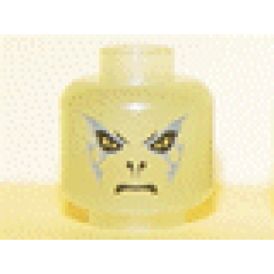 glow in dark trans minifigure head alien with hp voldemort silver pattern