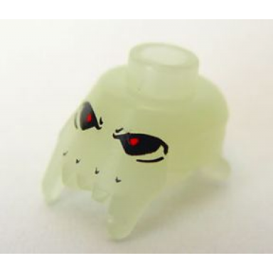 glow in dark trans minifigure head modified jagged bottom edge with eyes pattern brick daddy