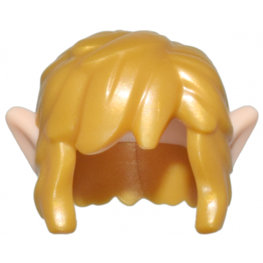 minifigure hair short and tousled with bangs and ponytail with molded light nougat pointed ears pattern