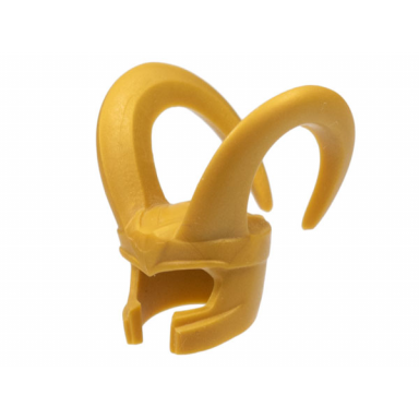 pearl gold minifigure headgear helmet with large curved horns - flexible rubber