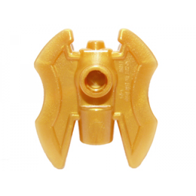 pearl gold minifigure weapon axe head double with bar holder and 2 hollow studs