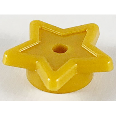 pearl gold plate round 1 x 1 with star and small pin hole