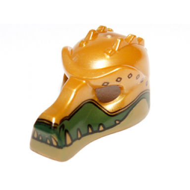 pearl gold minifigure headgear mask crocodile with gold teeth and black diamonds pattern
