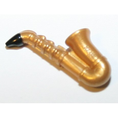 pearl gold minifigure utensil musical instrument saxophone with black mouthpiece pattern
