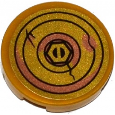 pearl gold tile round 2 x 2 with bottom stud holder with bolt and cracked and rusting washers pattern sticker - set 70754