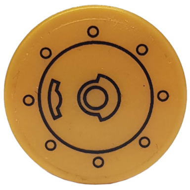 pearl gold tile round 2 x 2 with bottom stud holder with fuel filler cap pattern sticker - set 76023