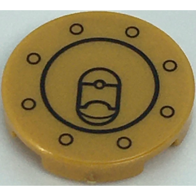pearl gold tile round 2 x 2 with bottom stud holder with black circles fuel cap pattern