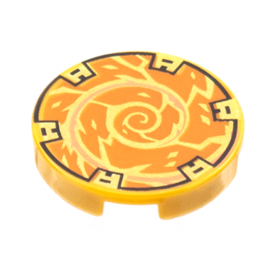 pearl gold tile round 2 x 2 with bottom stud holder with copper spiral and gold electricity pattern
