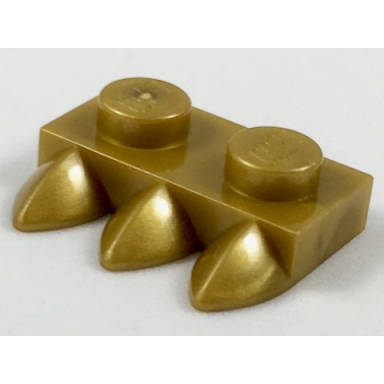 pearl gold plate modified 1 x 2 with 3 teeth