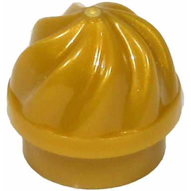 pearl gold plate round 1 x 1 with vertical swirl twist