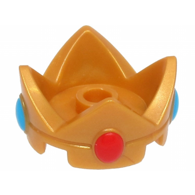 large figure headgear crown 2 x 2 with molded red and dark azure jewels pattern super mario peach