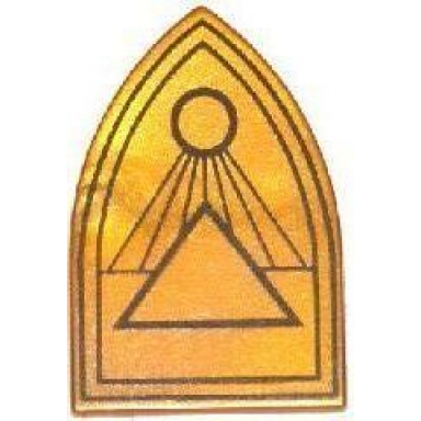 minifigure shield triangular long with black outlines circle and triangles pattern