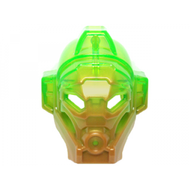 pearl gold bionicle mask of jungle with marbled trans-bright green pattern