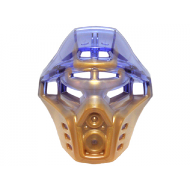 pearl gold bionicle mask of earth with marbled trans-purple pattern