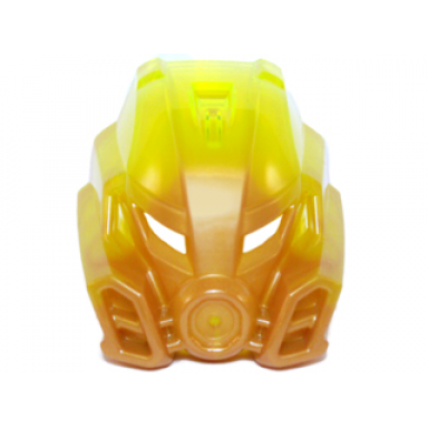 pearl gold bionicle mask of stone with marbled trans-neon green pattern