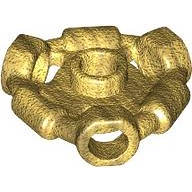 pearl gold minifigure weapon holder ring with 3 bars and 3 bar holes ninjago aeroblade center - open stud