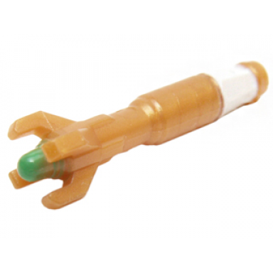pearl gold minifigure utensil tool screwdriver with 4 prongs with green tip and white handle pattern doctor who sonic screwdriver