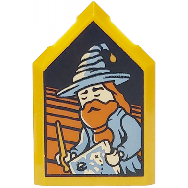 pearl gold tile modified 2 x 3 pentagonal with hp portrait - sleeping wizard pattern
