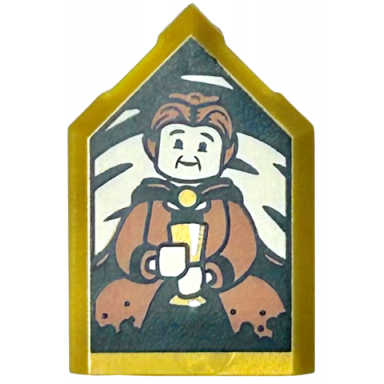 pearl gold tile modified 2 x 3 pentagonal with hp portrait - helga hufflepuff pattern