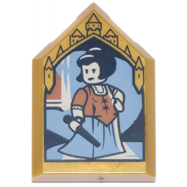 pearl gold tile modified 2 x 3 pentagonal with hp portrait - maud montague pattern