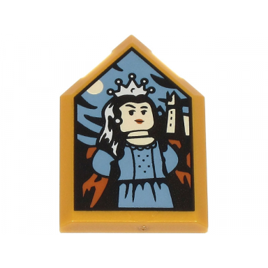pearl gold tile modified 2 x 3 pentagonal with hp portrait - rowena ravenclaw pattern