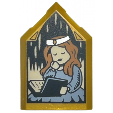 pearl gold tile modified 2 x 3 pentagonal with hp portrait - sleeping witch pattern