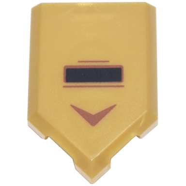 pearl gold tile modified 2 x 3 pentagonal with reddish brown arrow and lines and black rectangle pattern