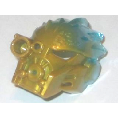 pearl gold bionicle mask of ice unity with marbled trans-light blue pattern