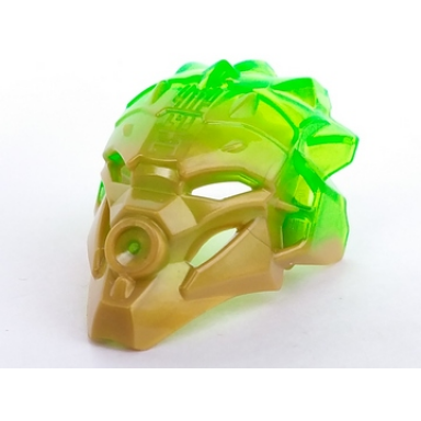 pearl gold bionicle mask of jungle unity with marbled trans-bright green pattern