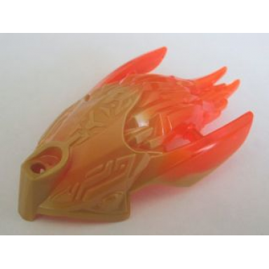 pearl gold bionicle creature head mask with marbled trans-neon orange pattern