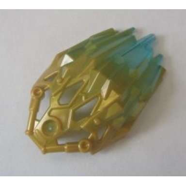 pearl gold bionicle crystal armor with marbled trans-light blue pattern