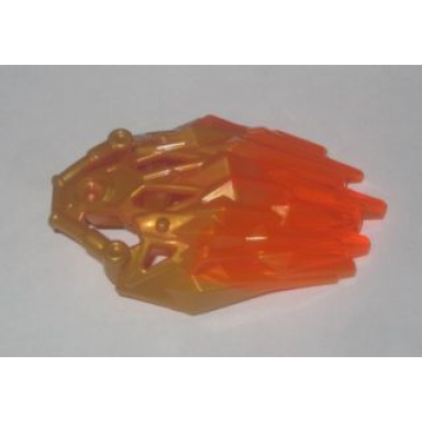 pearl gold bionicle crystal armor with marbled trans-neon orange pattern