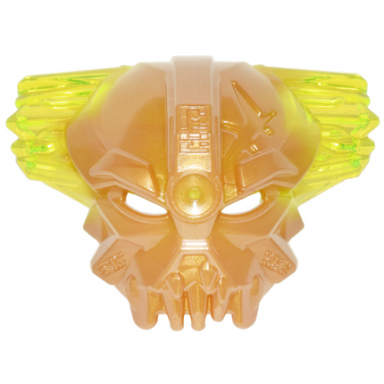 pearl gold bionicle mask of control with marbled trans-neon green pattern