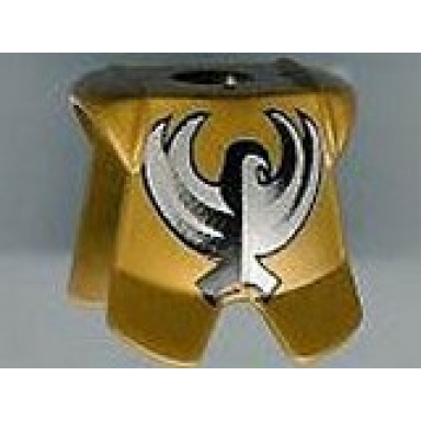 pearl gold minifigure armor breastplate with leg protection with king jayko silver and black hawk pattern