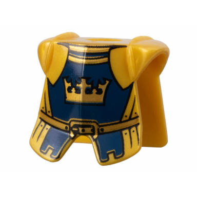 pearl gold minifigure armor breastplate with leg protection with fantasy era crown king pattern