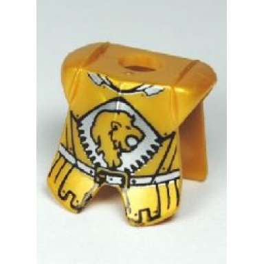 pearl gold minifigure armor breastplate with leg protection with kingdoms lion head and belt pattern